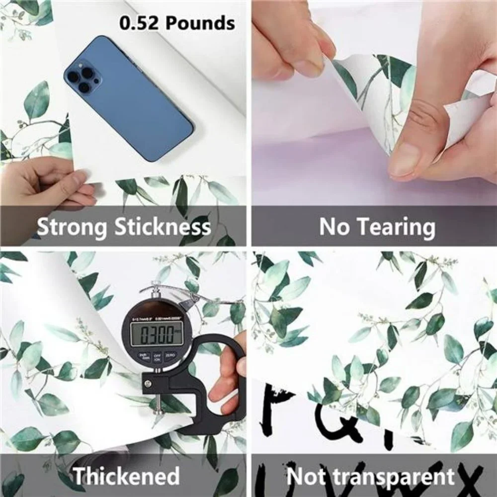 Floral Wallpaper Peel and Stick Wallpaper Green Contact Paper 17.7inch x 118.1''